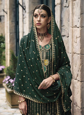 Fantastic Embroidered Work Salwar Suit in Green Colour